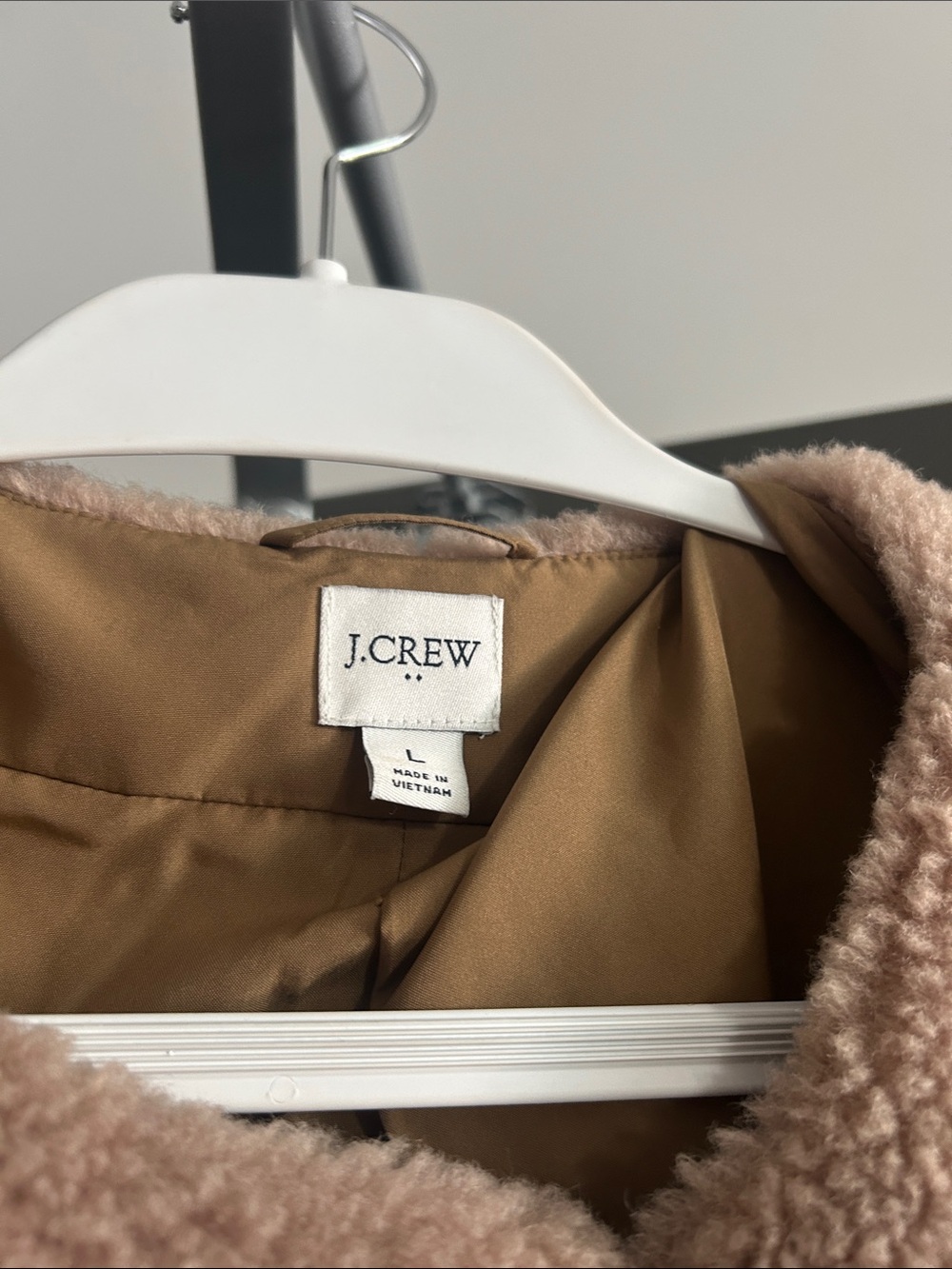 J. Crew Factory Women's Teddy Toggle Jacket in Light Brown with Black Trim - Picture 2 of 3